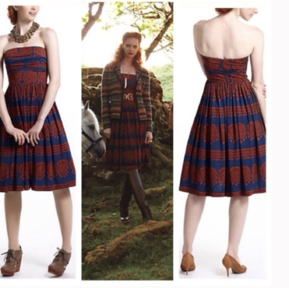 Anthropologie Girls Of Savoy Strapless Dress